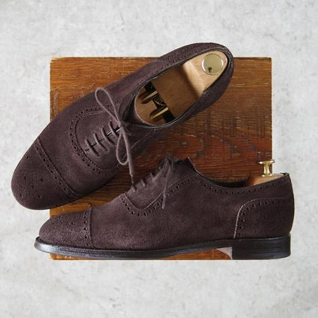 美品★(英)チーニー 8E【定価￥73,440-★WINSTON/6184ラスト】セミブローグ/スエード/濃茶/メンズ/CHEANEY★g933