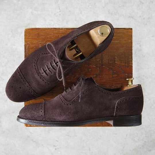 美品★(英)チーニー 8E【定価￥73,440-★WINSTON/6184ラスト】セミブローグ/スエード/濃茶/メンズ/CHEANEY★g933