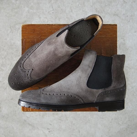 極上★チャーチ メンズUK6.5程度(レディース27cm)【貴重★ワックススエード仕様/EMMIE】サイドゴアブーツ/灰/Church's★g935