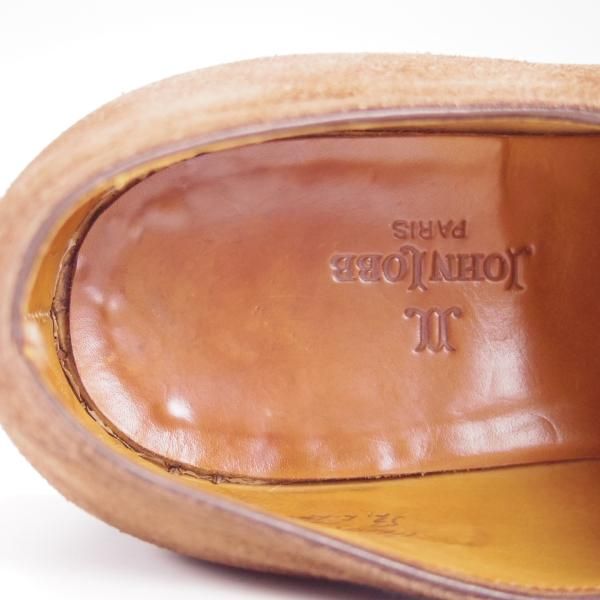 ★ジョンロブ 5.5E【貴重★2466ラスト/PARISロゴ時代の製品】ペリエ/PERRIER/プレーントゥ/Vフロント/スエード/濃茶/JOHN LOBB★g937
