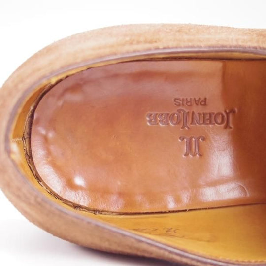 ★ジョンロブ 5.5E【貴重★2466ラスト/PARISロゴ時代の製品】ペリエ/PERRIER/プレーントゥ/Vフロント/スエード/濃茶/JOHN LOBB★g937