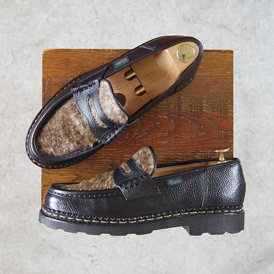 極美品★パラブーツ SIZE 6【モデル定価￥73,700-★ポニー/ランス/JOURNAL STANDARD別注】REIMS/コインローファー/黒/Paraboot★g945