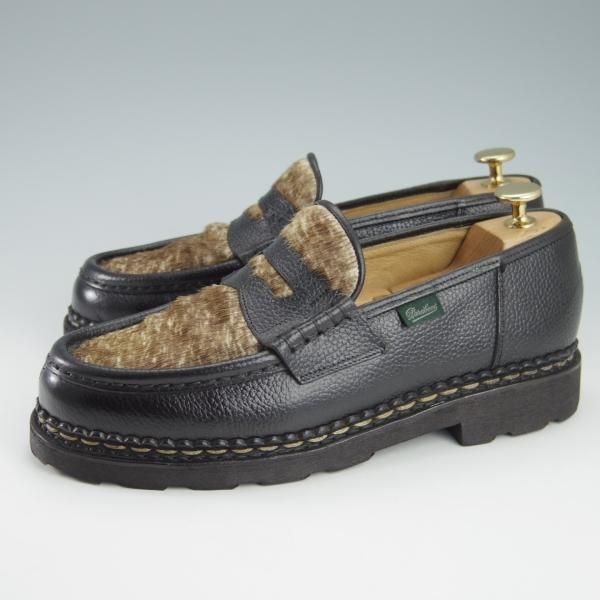 極美品★パラブーツ SIZE 6【モデル定価￥73,700-★ポニー/ランス/JOURNAL STANDARD別注】REIMS/コインローファー/黒/Paraboot★g945