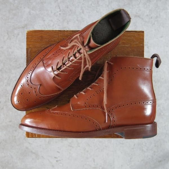 美品★トリッカーズ SIZE 8【定価￥82,080-★トレーディングポスト別注/M7655】マロンアンティーク/ブーツ/カーフ/茶/Tricker's★g946
