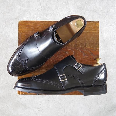 極美品★(英)BARKER/バーカー 8D【ダイナイトソール仕様★ダブルモンク/黒】カーフ/メンズ★g949