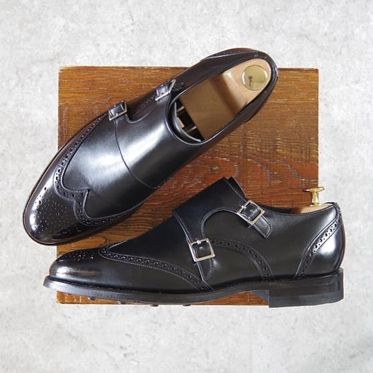 極美品★(英)BARKER/バーカー 8D【ダイナイトソール仕様★ダブルモンク/黒】カーフ/メンズ★g949