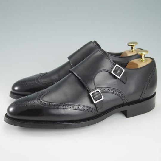 極美品★(英)BARKER/バーカー 8D【ダイナイトソール仕様★ダブルモンク/黒】カーフ/メンズ★g949