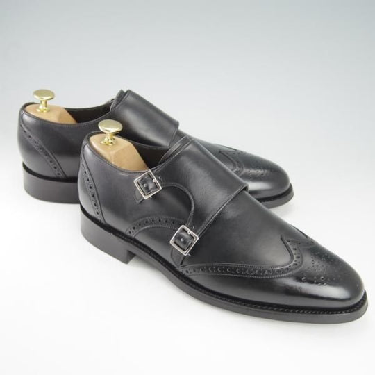 極美品★(英)BARKER/バーカー 8D【ダイナイトソール仕様★ダブルモンク/黒】カーフ/メンズ★g949