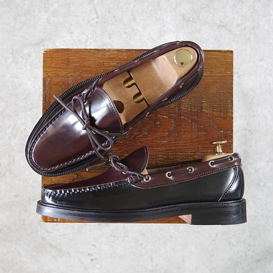 未使用★(米)YUKETEN/ユケテン 7.5C【定価￥118,800-★コードバン仕様/(米)ホーウィン社】705SP/モカシン/ローファー/黒×赤茶★g950