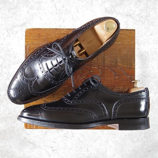 ★チャーチ 85F/UK8.5【貴重★73ラスト仕様のバーウッド/BRISBANE】ブリスベン/フルブローグ/カーフ/黒/メンズ/Church's★g953