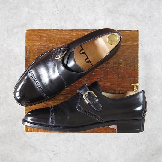 極上★タニノクリスチー SIZE 6.5【定価15万円以上★モンクストラップ/121390】カーフ/黒/メンズ/TANINO CRISCI★g955