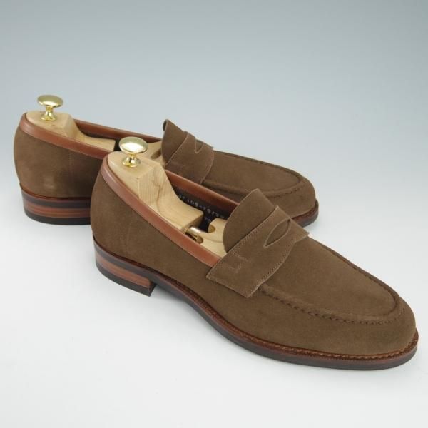 ほぼ未使用★三陽山長 SIZE 7.5【定価￥73,440-★弥伍郎/R2013ラスト】コインローファー/スリッポン/スエード/茶/SanyoYamacho★g957