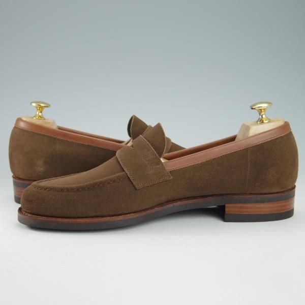ほぼ未使用★三陽山長 SIZE 7.5【定価￥73,440-★弥伍郎/R2013ラスト】コインローファー/スリッポン/スエード/茶/SanyoYamacho★g957