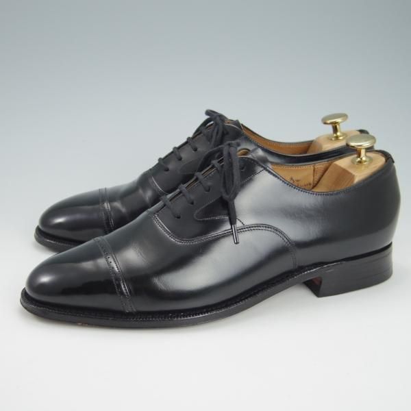 ★チャーチ 75E/UK7.5【貴重★ブックバインダーカーフ/84ラスト】LUDGATE/4都市ロゴ過渡期/パンチドキャップトゥ/黒/メンズ/Church's★g961