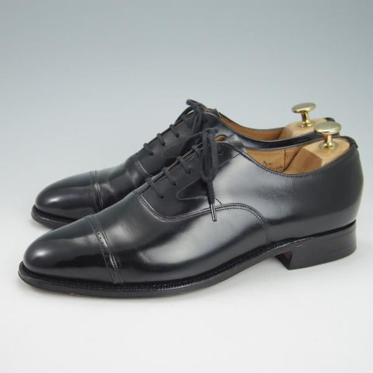 ★チャーチ 75E/UK7.5【貴重★ブックバインダーカーフ/84ラスト】LUDGATE/4都市ロゴ過渡期/パンチドキャップトゥ/黒/メンズ/Church's★g961