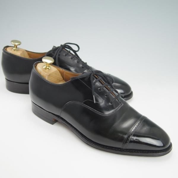 ★チャーチ 75E/UK7.5【貴重★ブックバインダーカーフ/84ラスト】LUDGATE/4都市ロゴ過渡期/パンチドキャップトゥ/黒/メンズ/Church's★g961