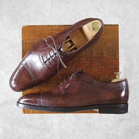 美品★(伊)タニノクリスチー SIZE 6.5【定価15万円以上★オックスフォードシューズ/132322】カーフ/濃茶/メンズ/TANINO CRISCI★g963