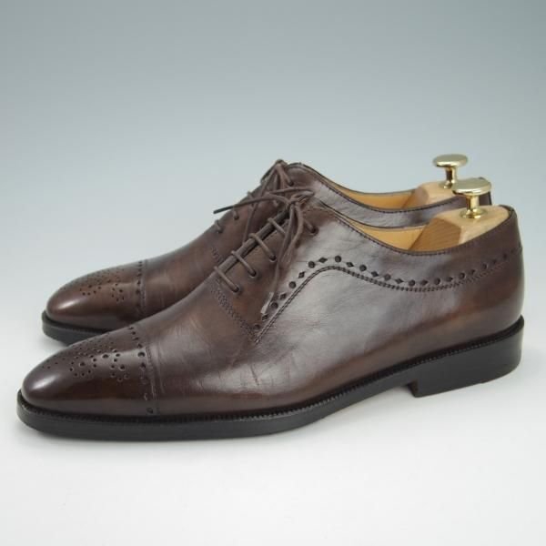 美品★(伊)タニノクリスチー SIZE 6.5【定価15万円以上★オックスフォードシューズ/132322】カーフ/濃茶/メンズ/TANINO CRISCI★g963