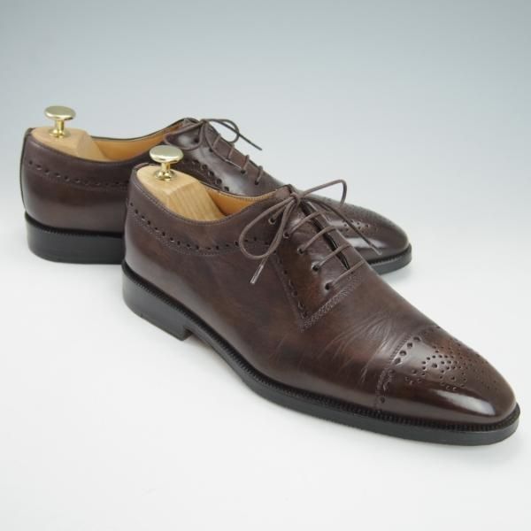 美品★(伊)タニノクリスチー SIZE 6.5【定価15万円以上★オックスフォードシューズ/132322】カーフ/濃茶/メンズ/TANINO CRISCI★g963