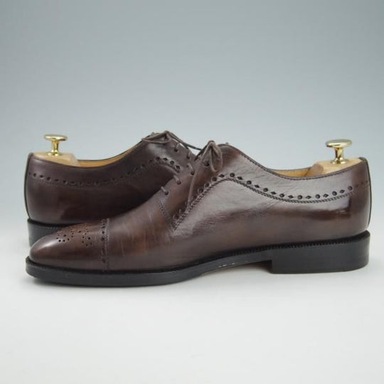 美品★(伊)タニノクリスチー SIZE 6.5【定価15万円以上★オックスフォードシューズ/132322】カーフ/濃茶/メンズ/TANINO CRISCI★g963