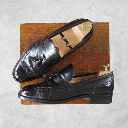 ★(伊)タニノクリスチー SIZE 6【定価15万円以上★タッセルローファー/108121】カーフ/黒/メンズ/TANINO CRISCI★g965