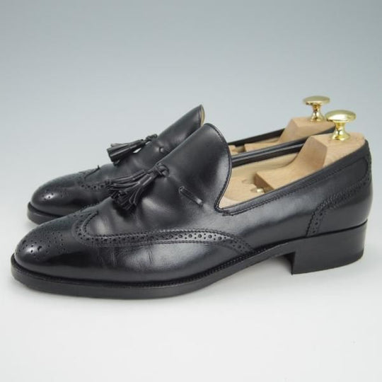 ★(伊)タニノクリスチー SIZE 6【定価15万円以上★タッセルローファー/108121】カーフ/黒/メンズ/TANINO CRISCI★g965