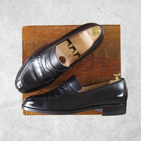 ★(伊)タニノクリスチー SIZE 6.5【定価15万円以上★コインローファー/108281】カーフ/黒/メンズ/TANINO CRISCI★g966