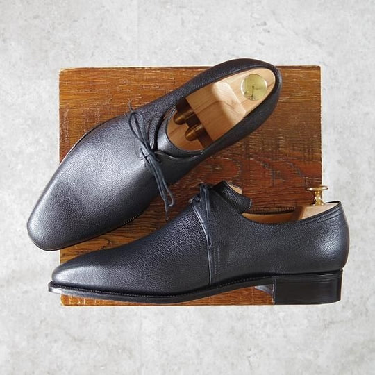 新品★(仏)Corthay/コルテ SIZE 7【定価20万円程度★Arca/アルカ】プレーントゥ/Vフロント/シボ革/黒/メンズ★g970