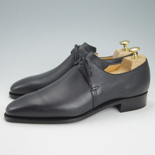 新品★(仏)Corthay/コルテ SIZE 7【定価20万円程度★Arca/アルカ】プレーントゥ/Vフロント/シボ革/黒/メンズ★g970