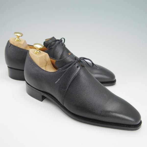 新品★(仏)Corthay/コルテ SIZE 7【定価20万円程度★Arca/アルカ】プレーントゥ/Vフロント/シボ革/黒/メンズ★g970
