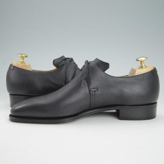 新品★(仏)Corthay/コルテ SIZE 7【定価20万円程度★Arca/アルカ】プレーントゥ/Vフロント/シボ革/黒/メンズ★g970