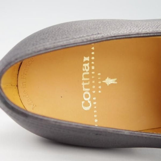 新品★(仏)Corthay/コルテ SIZE 7【定価20万円程度★Arca/アルカ】プレーントゥ/Vフロント/シボ革/黒/メンズ★g970