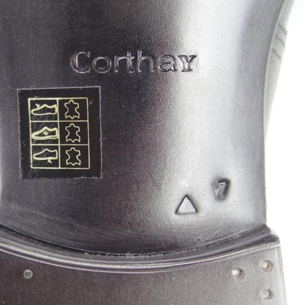 新品★(仏)Corthay/コルテ SIZE 7【定価20万円程度★Arca/アルカ】プレーントゥ/Vフロント/シボ革/黒/メンズ★g970