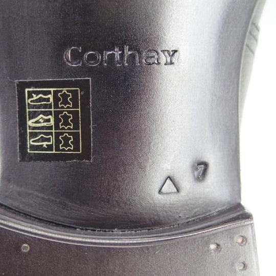新品★(仏)Corthay/コルテ SIZE 7【定価20万円程度★Arca/アルカ】プレーントゥ/Vフロント/シボ革/黒/メンズ★g970