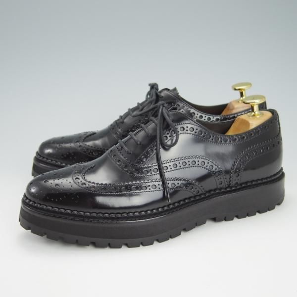 極美品★チャーチ(レディース) SIZE 37【定価￥74,800-★INDIGO/フルブローグ】ポリッシュドバインダーカーフ/黒/Church's★g971