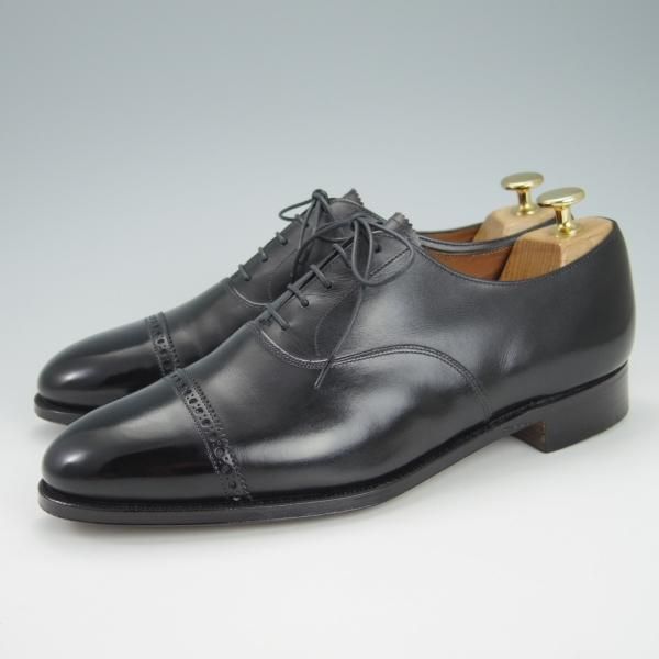 ほぼ試着程度★クロケット&ジョーンズ 7.5F【★(英)ニュー&リングウッド別注/New&Lingwood】パンチドキャップトゥ/黒/Crockett&Jones★g978