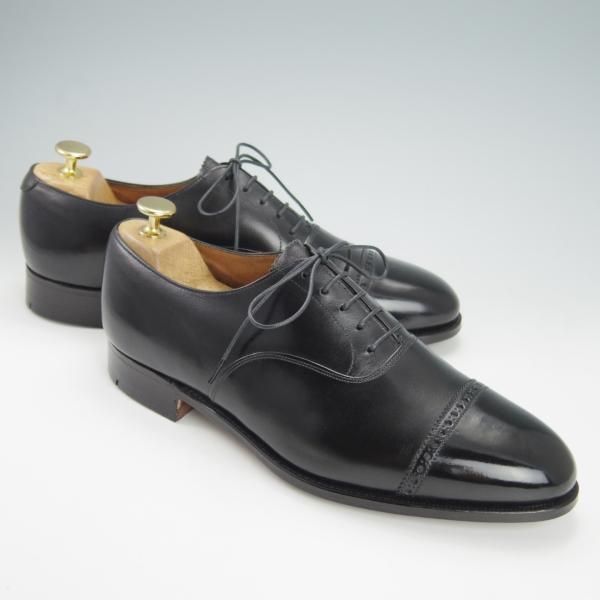 ほぼ試着程度★クロケット&ジョーンズ 7.5F【★(英)ニュー&リングウッド別注/New&Lingwood】パンチドキャップトゥ/黒/Crockett&Jones★g978