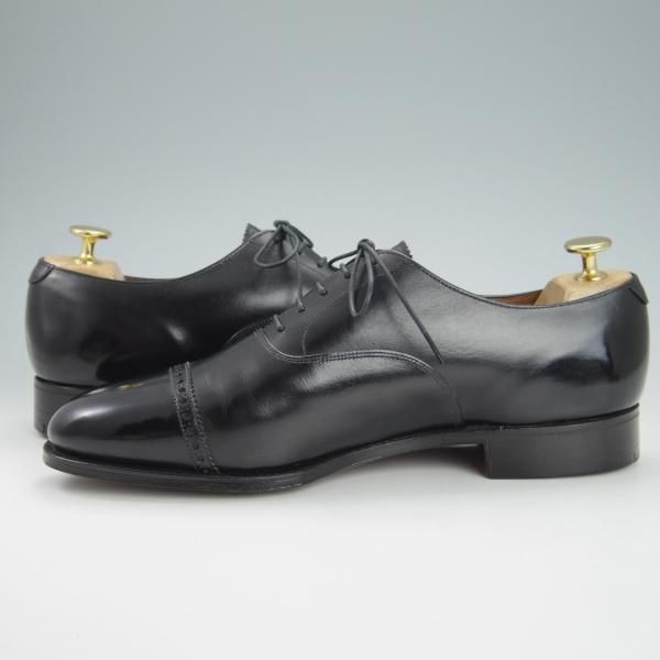 ほぼ試着程度★クロケット&ジョーンズ 7.5F【★(英)ニュー&リングウッド別注/New&Lingwood】パンチドキャップトゥ/黒/Crockett&Jones★g978