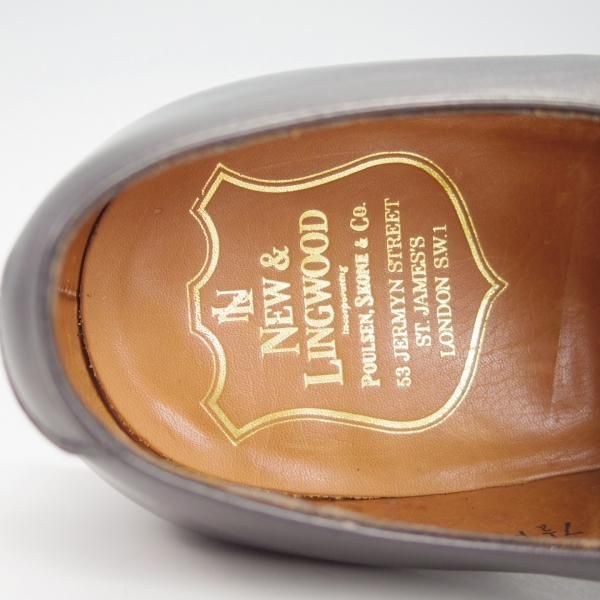 ほぼ試着程度★クロケット&ジョーンズ 7.5F【★(英)ニュー&リングウッド別注/New&Lingwood】パンチドキャップトゥ/黒/Crockett&Jones★g978