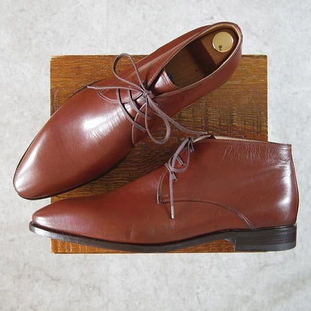 未使用★(伊)F.LLIジャコメッティ SIZE 44【定価10万円程度★ハンドソーンウェルテッド製法】チャッカブーツ/茶/Giacometti★g984