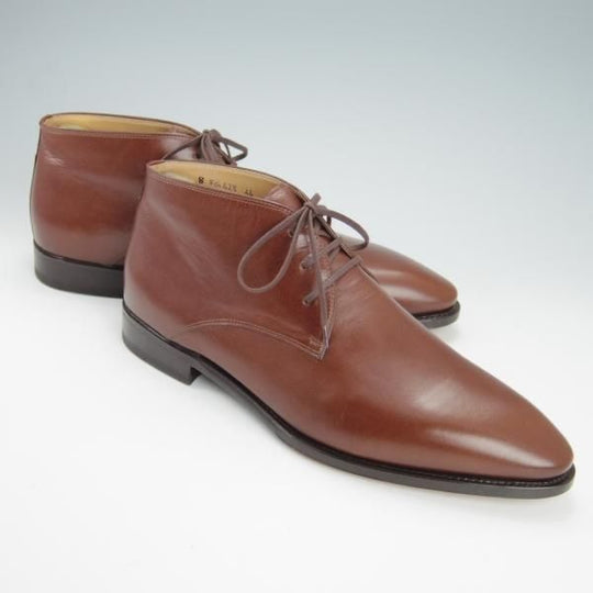 未使用★(伊)F.LLIジャコメッティ SIZE 44【定価10万円程度★ハンドソーンウェルテッド製法】チャッカブーツ/茶/Giacometti★g984