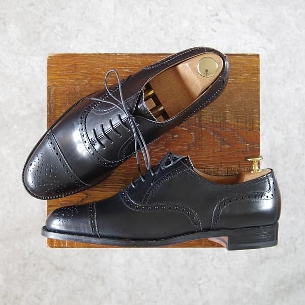 未使用★ポロ・ラルフローレン 25EE【貴重★グッドイヤーウェルテッド製法/日本製】セミブローグ/黒/リーガル/REGAL/POLO Ralph Lauren★g992