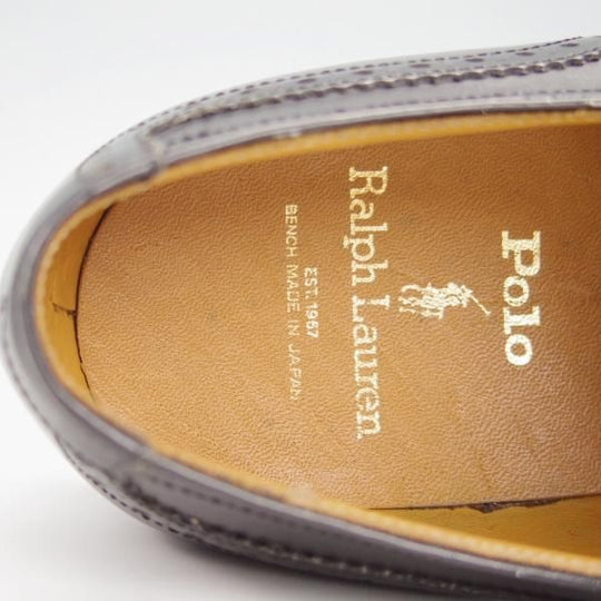 未使用★ポロ・ラルフローレン 25EE【貴重★グッドイヤーウェルテッド製法/日本製】セミブローグ/黒/リーガル/REGAL/POLO Ralph Lauren★g992