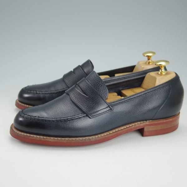 美品★クロケット&ジョーンズ 5.5D【定価￥86,900-★ダイナイトソール/HARVARD 2】コインローファー/376ラスト/紺/Crockett&Jones★g993