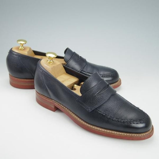 美品★クロケット&ジョーンズ 5.5D【定価￥86,900-★ダイナイトソール/HARVARD 2】コインローファー/376ラスト/紺/Crockett&Jones★g993