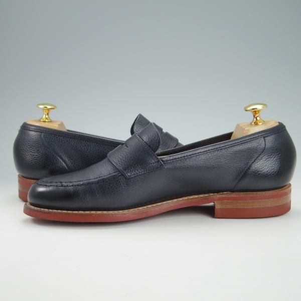 美品★クロケット&ジョーンズ 5.5D【定価￥86,900-★ダイナイトソール/HARVARD 2】コインローファー/376ラスト/紺/Crockett&Jones★g993