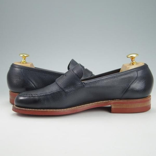 美品★クロケット&ジョーンズ 5.5D【定価￥86,900-★ダイナイトソール/HARVARD 2】コインローファー/376ラスト/紺/Crockett&Jones★g993