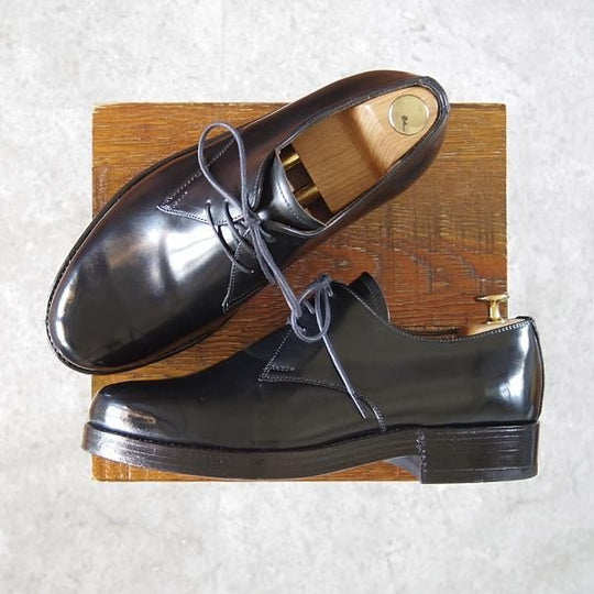 極美品★(独)ハインリッヒ・ディンケラッカー SIZE 6.5【現行定価19万円程度★コードバン/プレーントゥ】黒/Heinrich Dinkelacker★h001