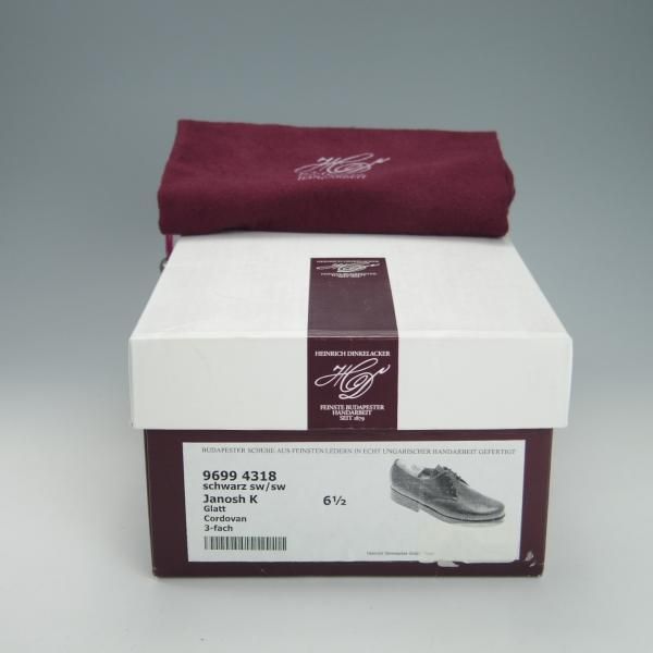 極美品★(独)ハインリッヒ・ディンケラッカー SIZE 6.5【現行定価19万円程度★コードバン/プレーントゥ】黒/Heinrich Dinkelacker★h001