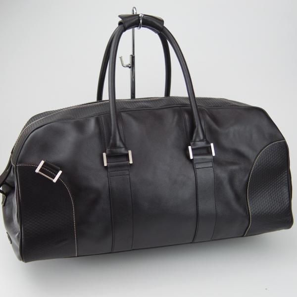 dunhill 黒レザーボストンバッグ 希少 dunhill ダンヒル ボストンバッグ 旅行鞄 オールレザー 大